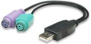 Adaptor USB në PS2 Manhattan 179027, 2 porta PS2, i zi