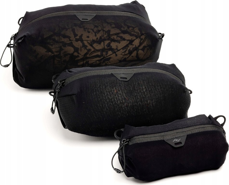 Set organizues udhëtimi Peak Design Ultralight Mesh Packing Cube, 3 copë XXS XS S, i zi