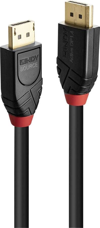 Kabllo DisplayPort Lindy Active 1.4, 10m, 8K 60Hz, e zezë