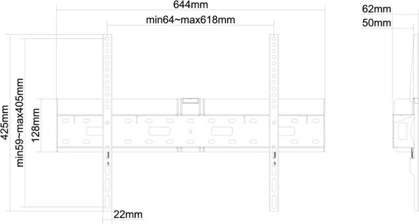 Mbajtëse muri për TV Neomounts LFD-W1640MP, 37"-75", fiks, e zezë