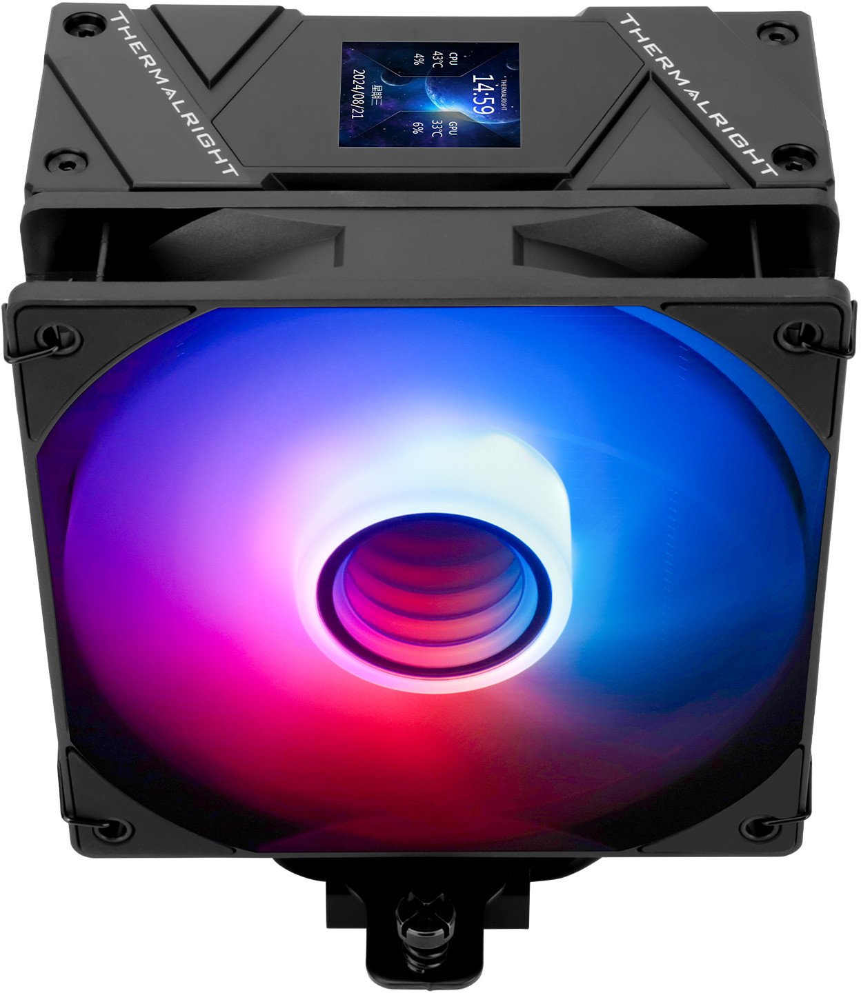 Ладилник за процесор Thermalright Assassin Spirit 120 Vision, 120mm PWM, IPS екран 1.54\", ARGB, црн