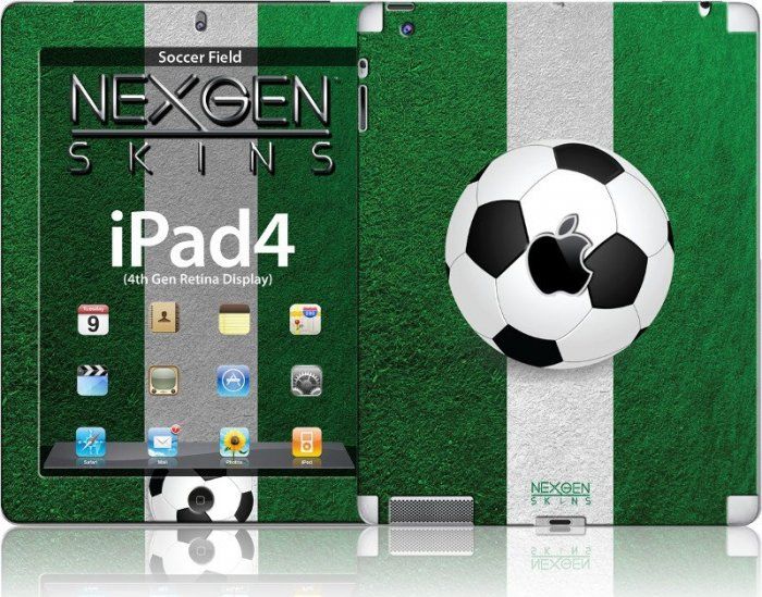 Sticker mbrojtës Nexgen Skins Soccer Field 3D për iPad 2 3 4, set komplet, me efekt 3D