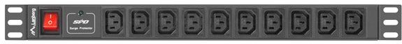 Listelë energjie rack Lanberg PDU-10I-0200-IEC-BK, 10x IEC C13, 19" 1U, 2m, e zezë