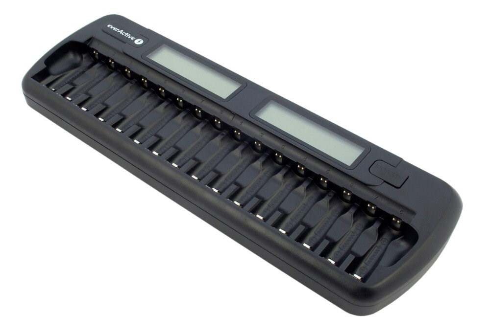 Karikues baterish EverActive NC-1600, 16 slote, AA AAA, me ekran LCD, i zi