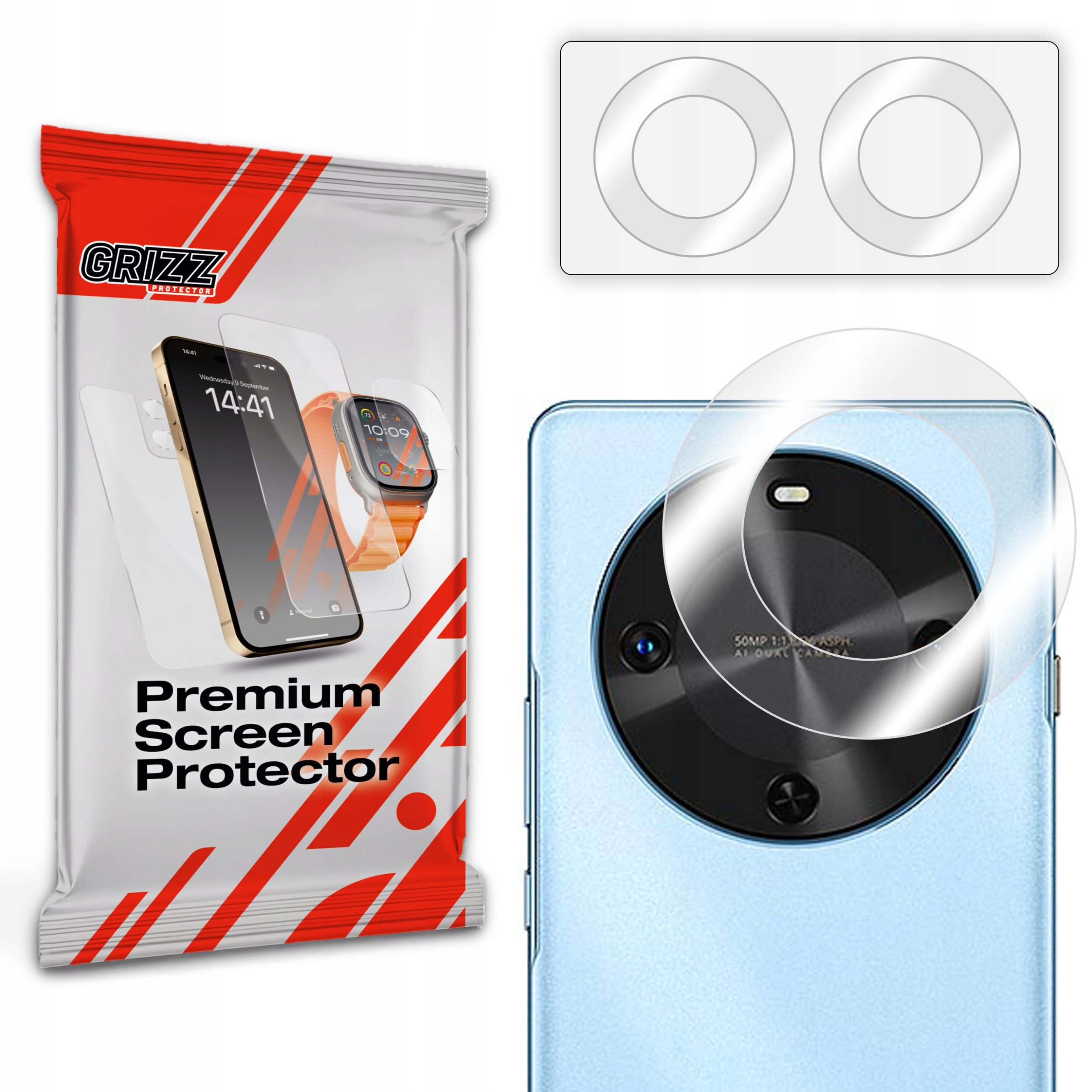 Xham mbrojtës kamerë Grizz HybridGlass për Huawei Enjoy 70X Vitality, 2 copë, transparence