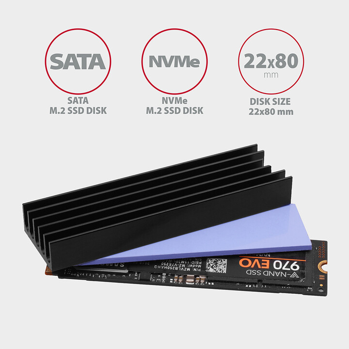 [OUTLET] Ftohës pasiv AXAGON CLR-M2L10, për SSD M.2 2280, 10mm