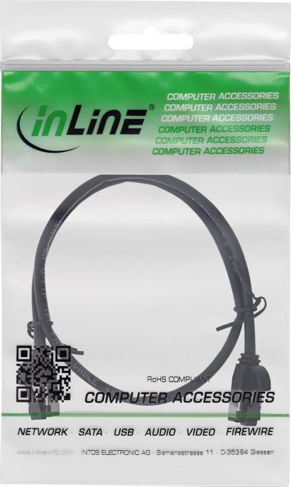 Kabllo rrjeti InLine Patch Slim, Cat.8.1, 0.25m, e zezë