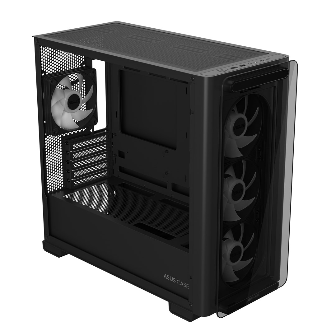 Kutia PC ASUS A23 PLUS Mid Tower, ARGB, xham i temperuar, e zezë