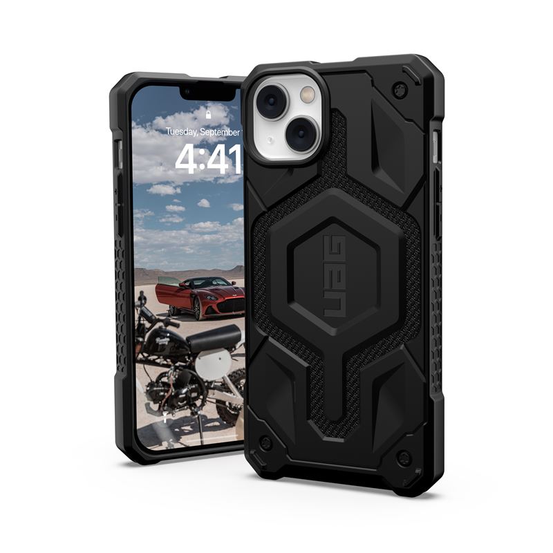 Mbulesë mbrojtëse UAG Monarch për iPhone 14 Max, Kevlar, MagSafe, e zezë