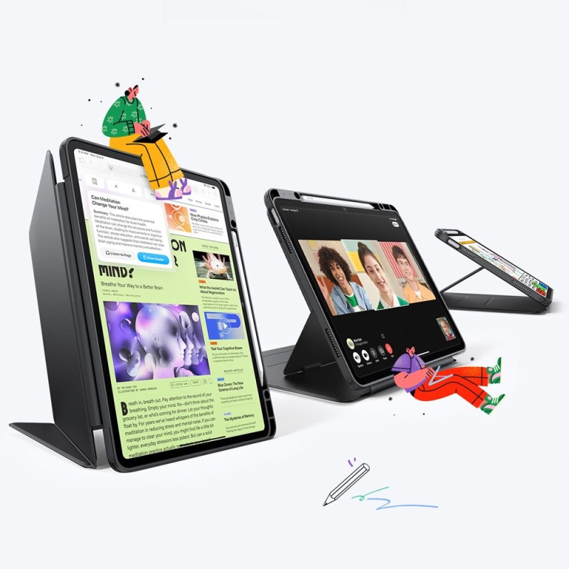Mbrojtëse magnetike ESR Flip (Pencil Holder), për iPad Air 13 inch (2024/2025/2026), e zezë