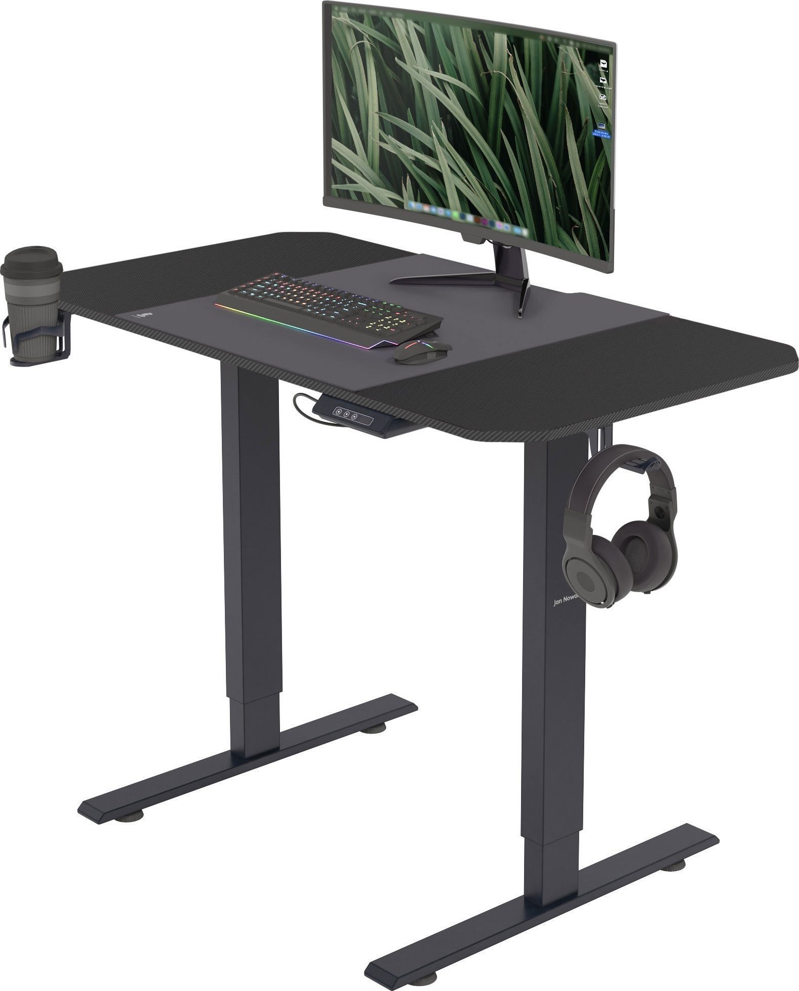 Tryezë elektrike ergonomike Jan Nowak Egon, 110 cm, lartësi e rregullueshme, e zezë