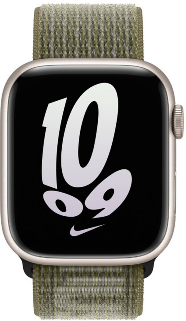 Apple Watch 45mm Nike Band, Sequoia/Pure Platinum Nike Sport Loop