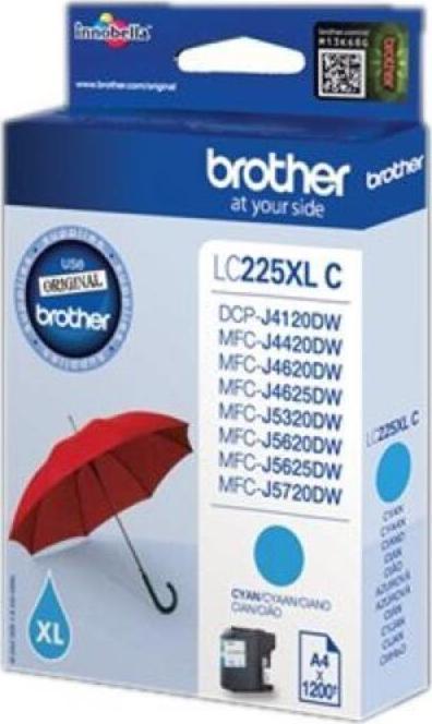 Kasetë boje Brother LC225XLC, kapacitet i lartë, 1200 faqe, cyan
