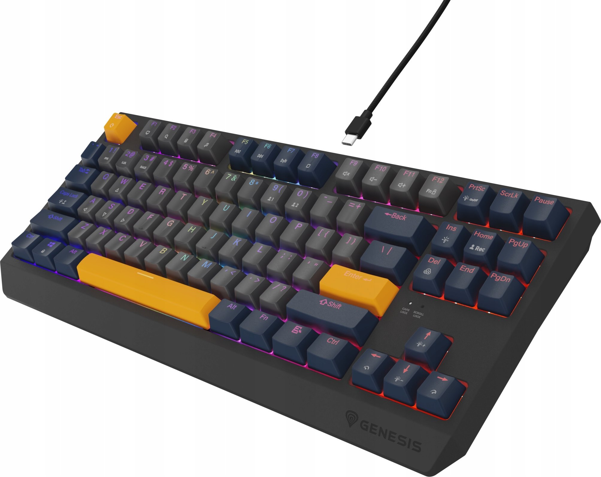 Tastierë mekanike gaming Genesis Thor 230 TKL, RGB, Outemu Panda Naval Blue, me kabllo USB