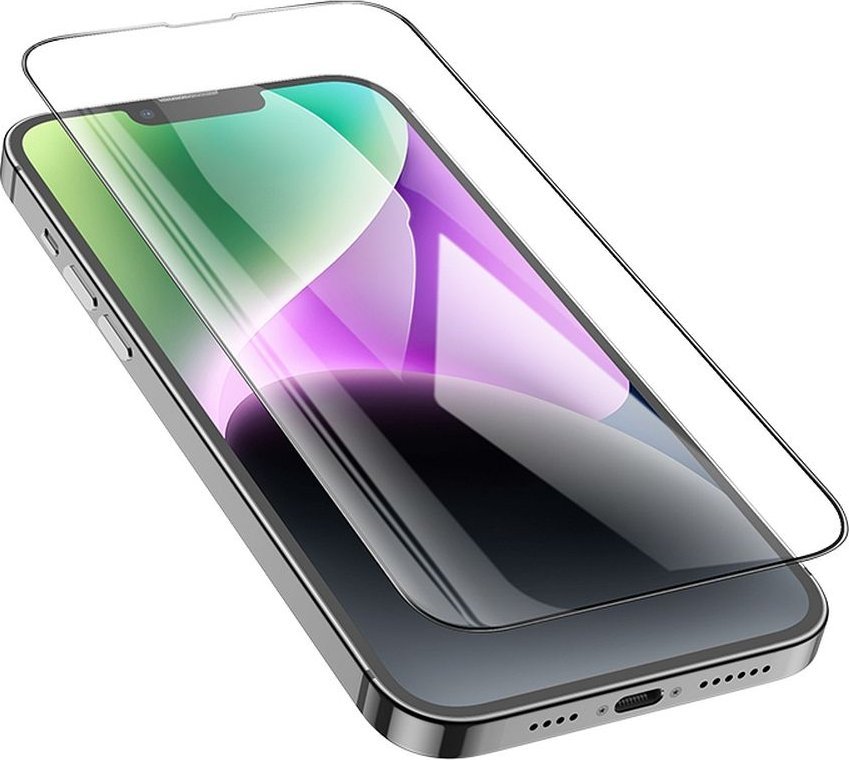Xham mbrojtës Hoco HD 5D, set 10 copë, për iPhone 13 13 Pro 14 16e, kornizë e zezë