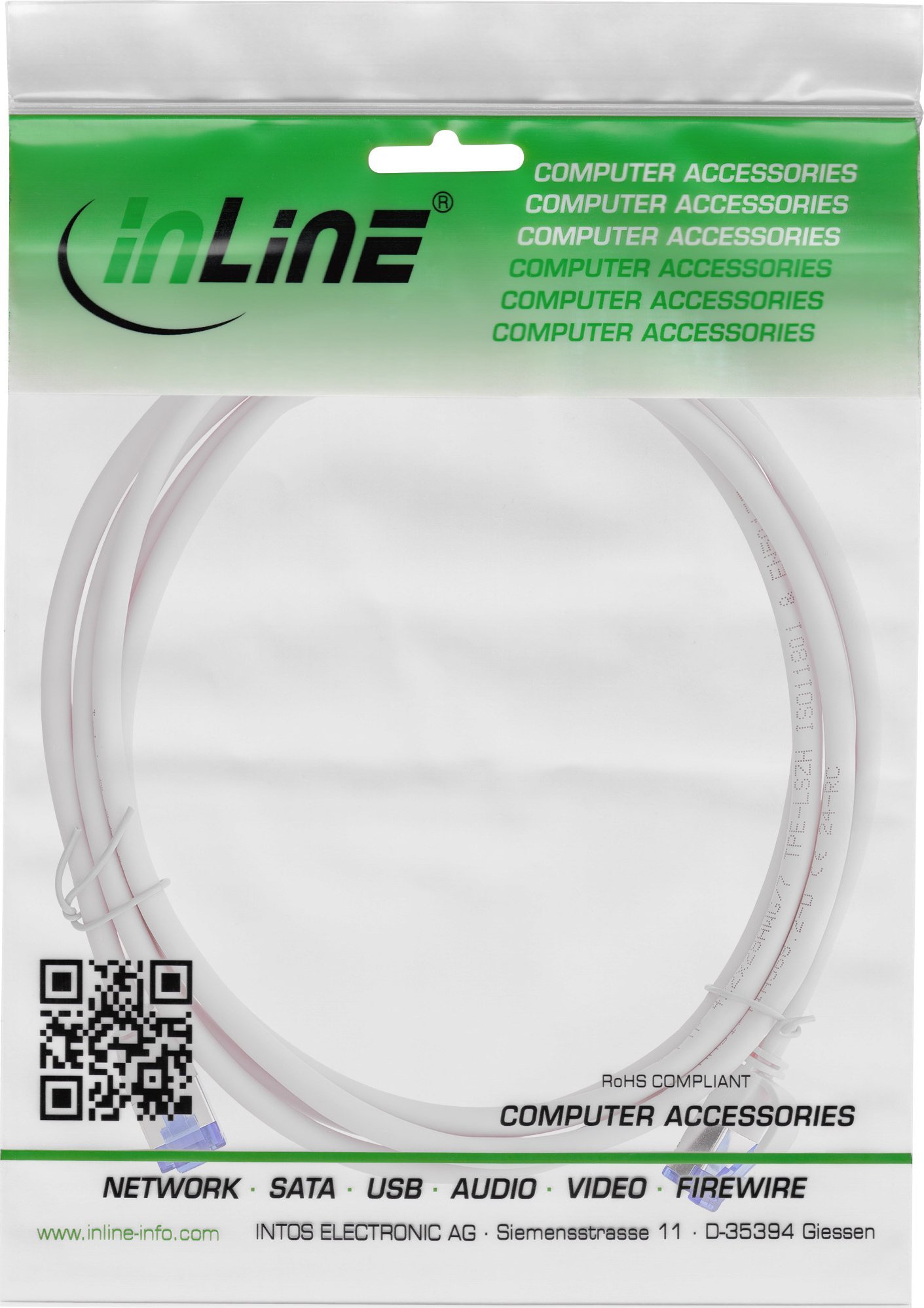 Kabllo rrjeti InLine Patch Cable Slim Cat.6A, S/FTP, PoE, 0.3m, gri