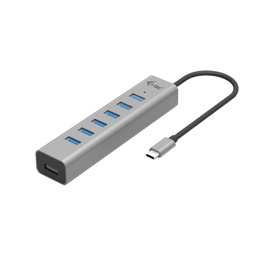 Qendër USB i-tec, 7 porte, USB-A/USB-C, 7.5W, e zezë