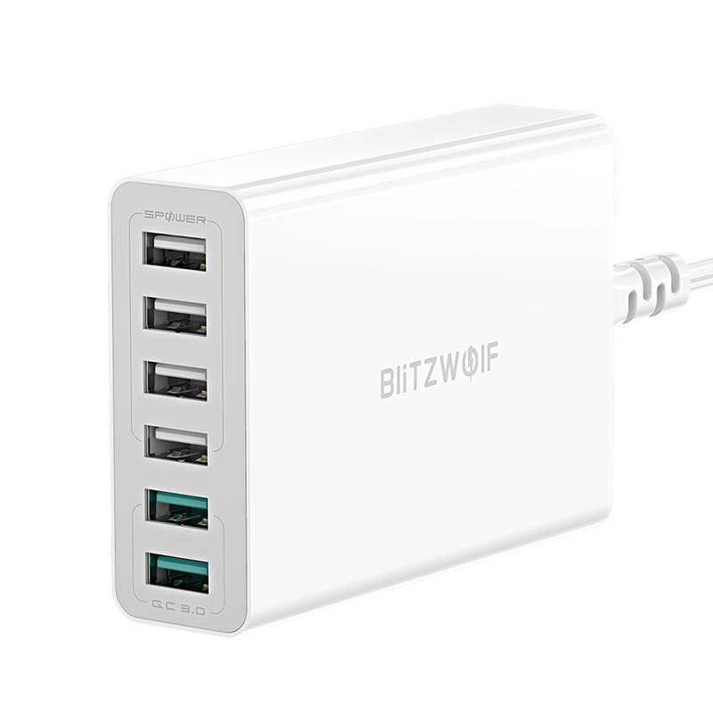 Karikues muri BlitzWolf BW-S15, 6x USB-A, Quick Charge 3.0, i bardhë