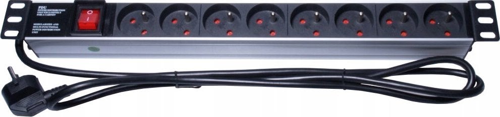 Panel energjie PremiumCord 1U, për raft 19", 230V, i zi