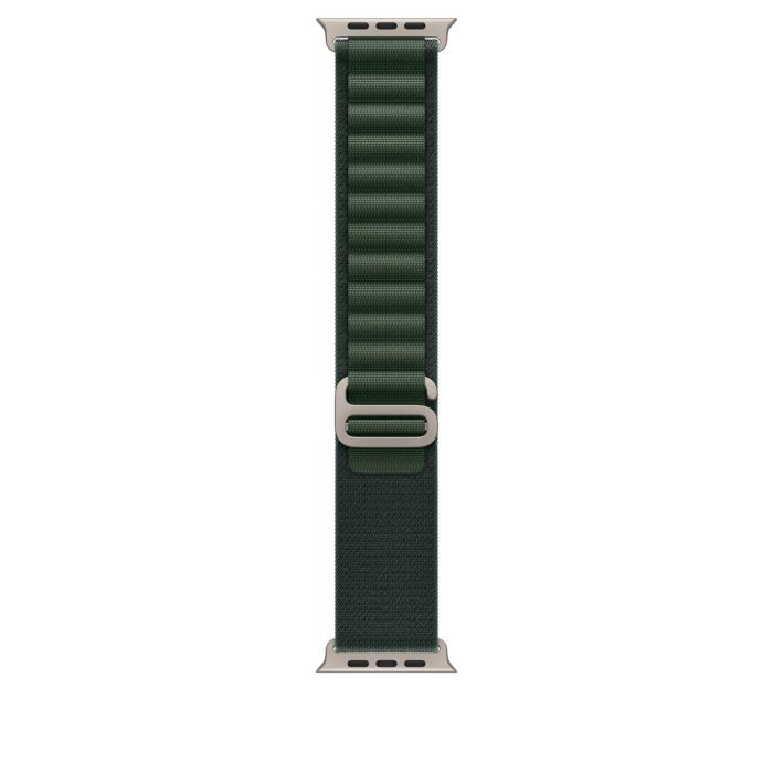 Apple Watch 49mm Loop, Dark Green Alpine Loop, Natural Titanium Finish, S