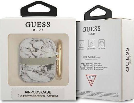 Заштитна маска Guess Marble Strap Collection за AirPods, сива