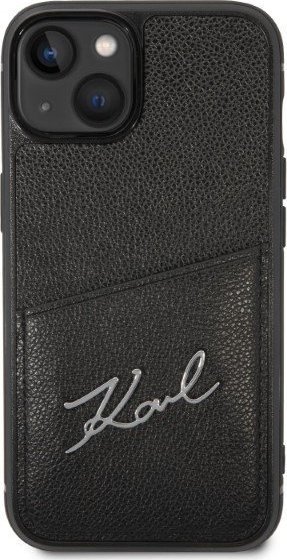 Futrollë Karl Lagerfeld KLHCP14MCSSK për iPhone 14 Plus, hardcase me xhep kartelash, e zezë