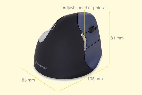 Maus BakkerElkhuizen Evoluent, wireless, USB, i zi dhe vjollcë