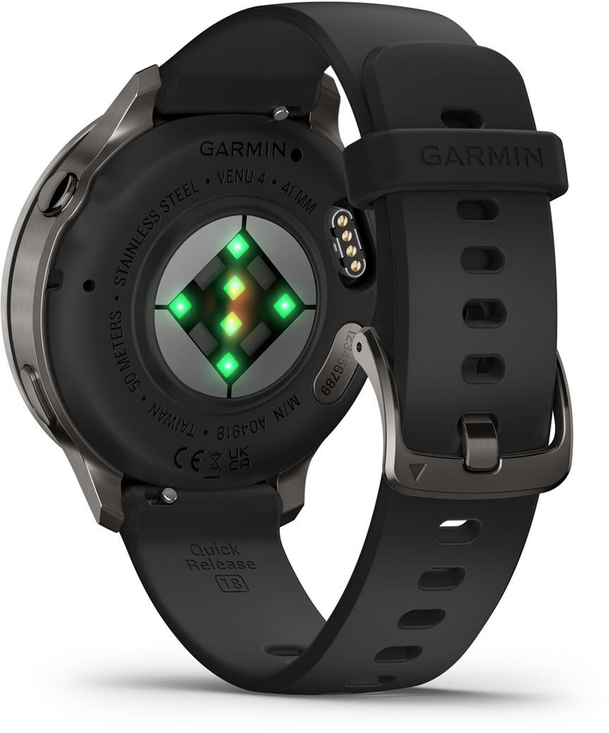 Ora inteligjente Garmin Venu 4, GPS, çelik inox, e zezë