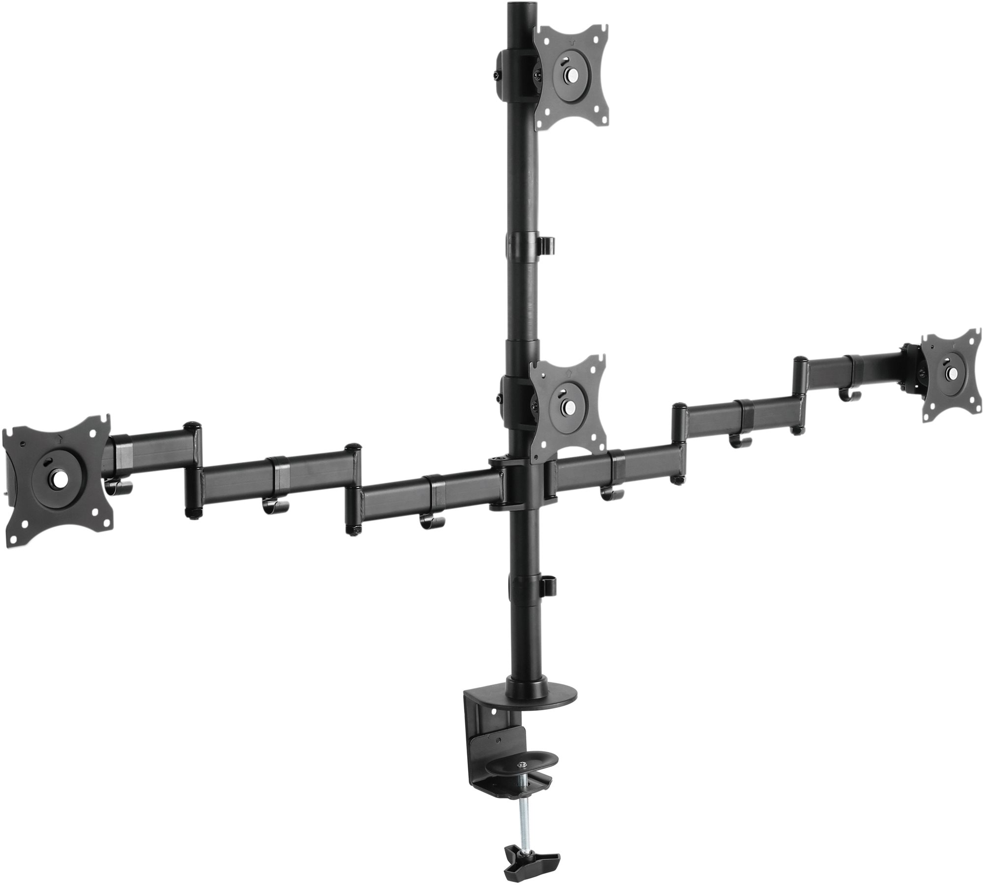 Krah monitori AlzaErgo Arm Q05BSV, për 4 monitorë 27", montim në tavolinë, i zi