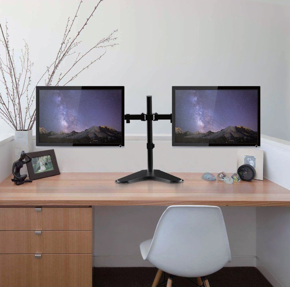 Mbajtëse tavoline për monitorë Techly ICA-LCD-2524, për 2 ekrane 13-32", me qëndrim, e zezë