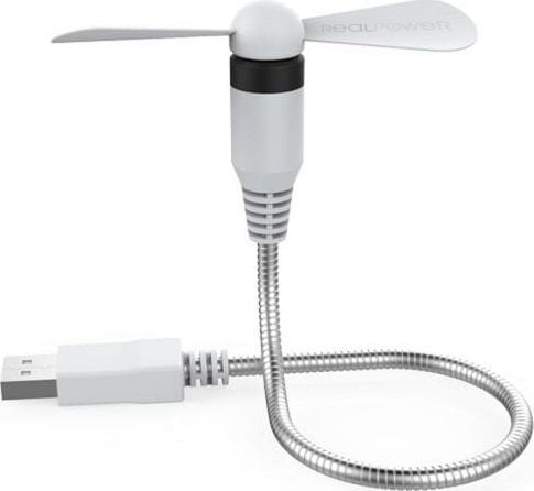 Ventilator USB RealPower Mini, fleksibël, USB A, i bardhë