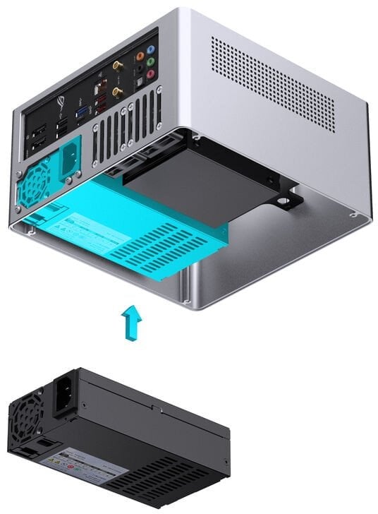 Куќиште за компјутер Jonsbo N10, мини-кула Mini ITX, со вентилатори, сребрена