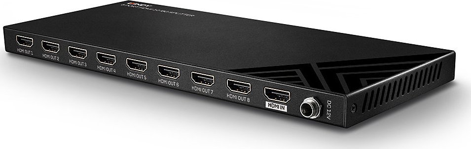 Splitter video HDMI Lindy 38237, 1 në 8, 4K, i zi