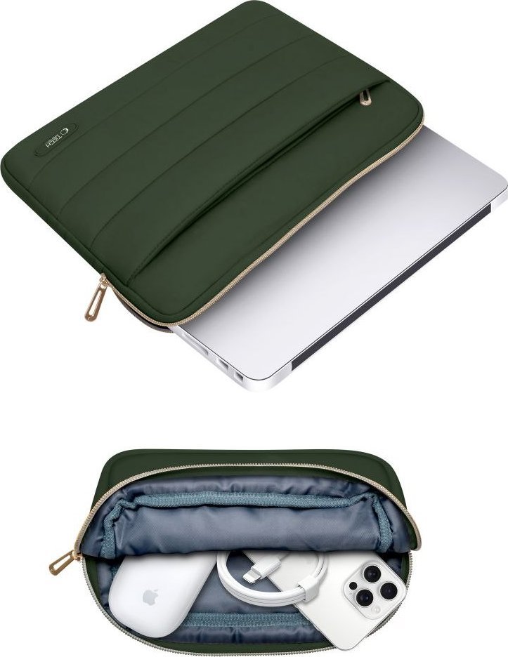 Mbulesë laptopi Tech-Protect Puffy, 15-16", me shkumë mbrojtëse, jeshile army