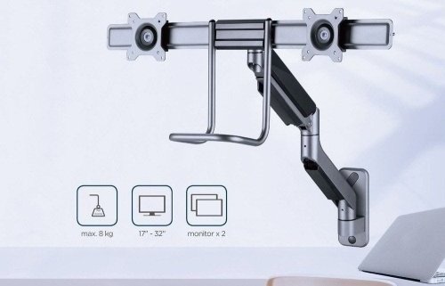 Mbajtëse muri Gembird për 2 monitorë, 17" - 32", e zezë