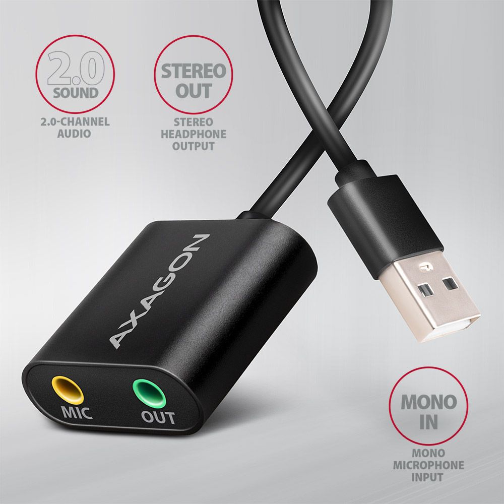 Kartë zanore USB Axagon ADA-12, jashtme, trup metalik, gri