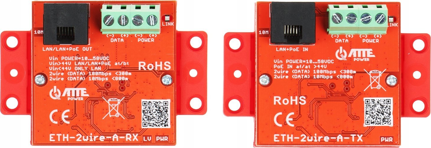 Konvertues UTP në 2-Wire ATTE ETH-2WIRE-a, set i plotë, LAN dhe PoE