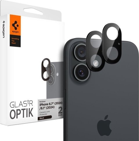 Mbrojtëse e kamerës Spigen Optik GLAS.tR, iPhone 16/16 Plus, 2 copë, e zezë