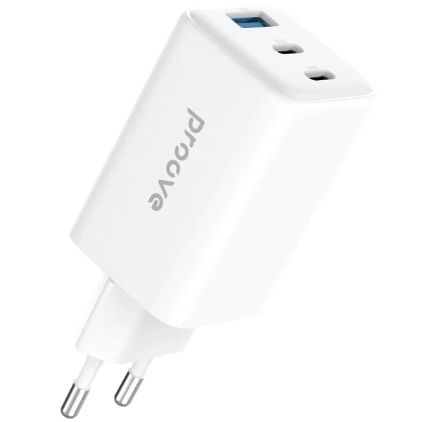 Karikues muri Proove Pocket, 65W, me 2×Type-C dhe USB, i bardhë