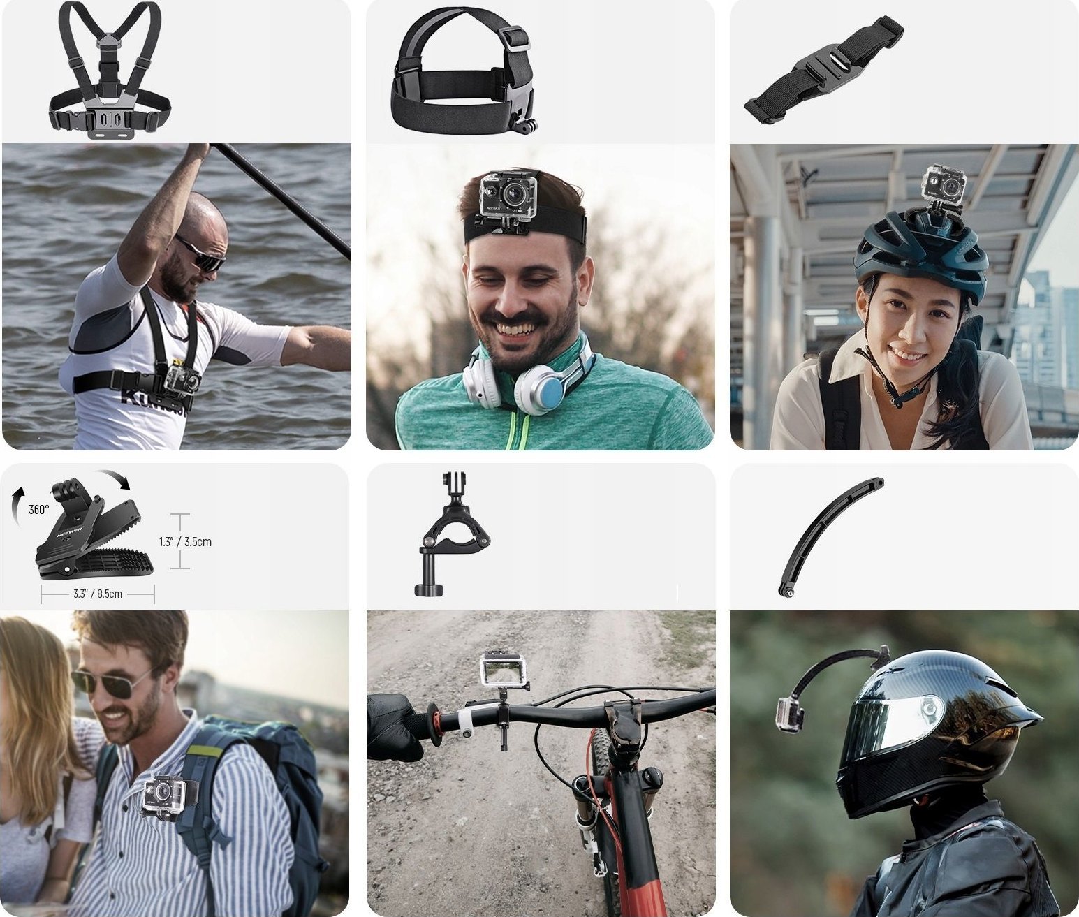 Set montimi Neewer GP-50 për GoPro DJI Insta360, 50 në 1, me kuti mbrojtëse, i zi