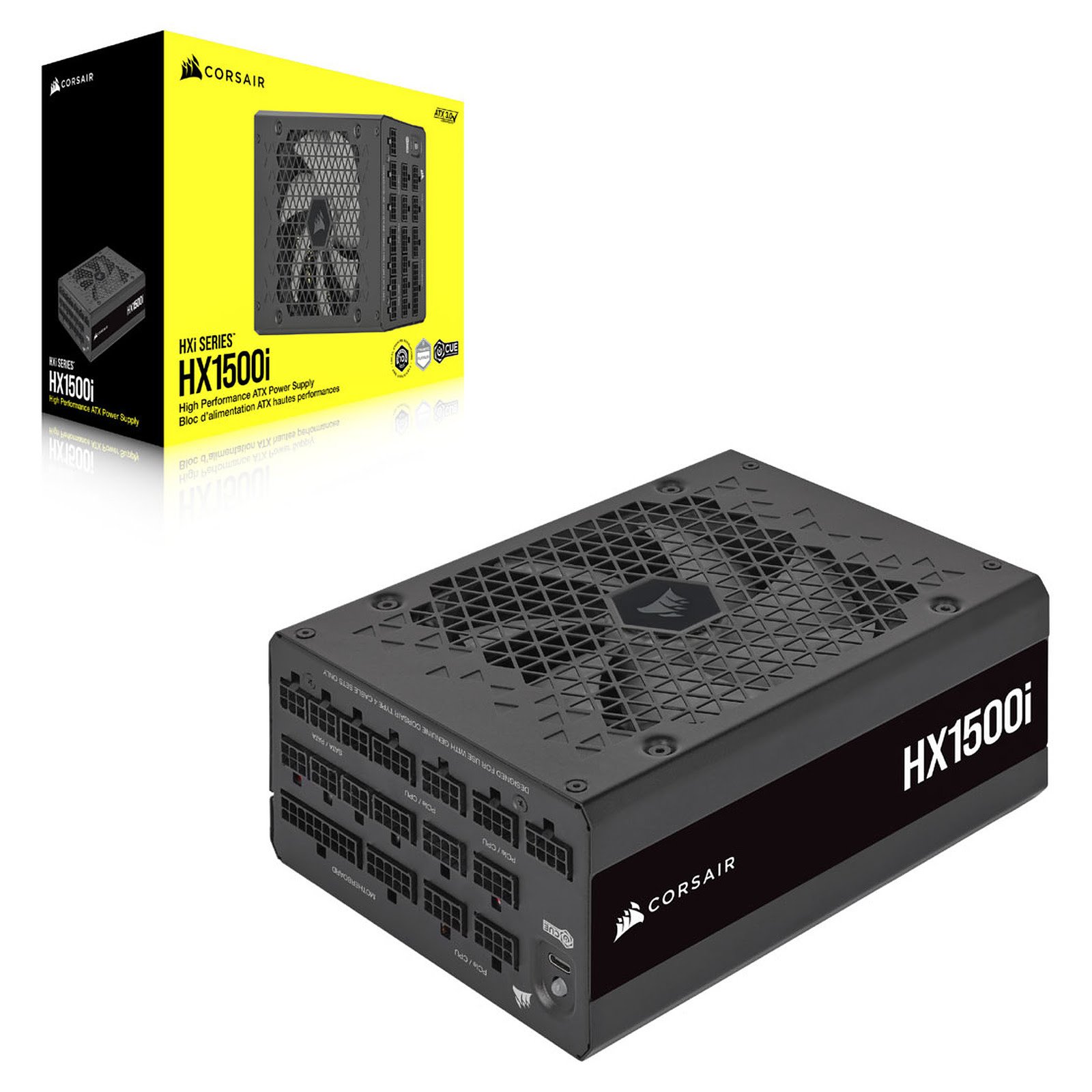 Напојување Corsair HX1500i, 1500W, ATX 3.0, црно