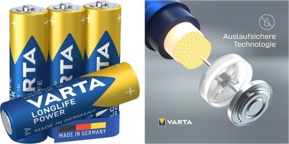 Bateri alkaline Varta Longlife Power AA, 1.5V, paketim 12 copë
