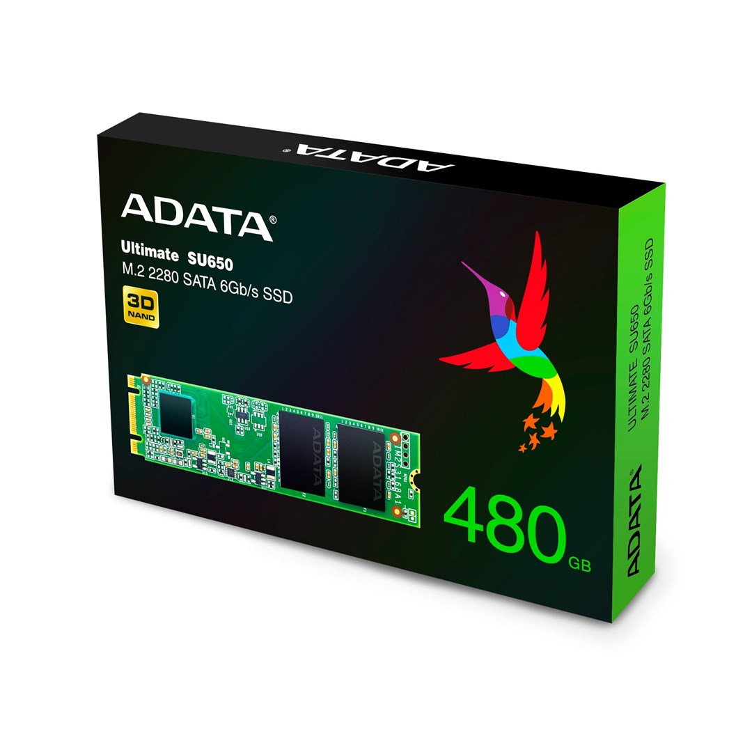 Disk SSD ADATA Ultimate SU650NS38, 480GB, M.2, SATA III, e zezë