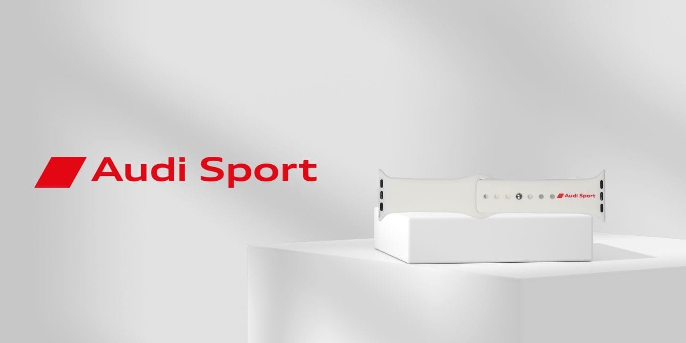Rrip ore Audi Sport Silicone, për Apple Watch 40 41 42mm, logo e kuqe, i bardhë