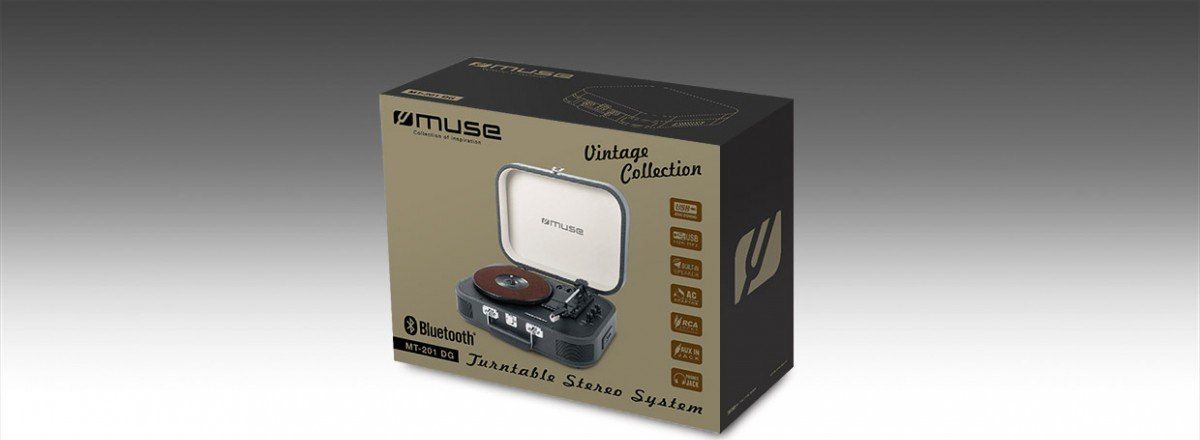 Gramafon Muse MT-201DG Retro, Bluetooth, USB, kafe