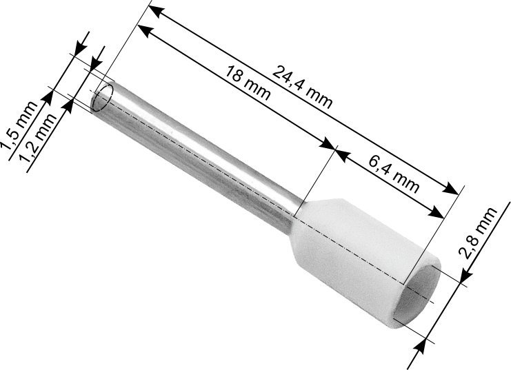 Ferrulë e izoluar elektrike Pro'sKit 0.75 mm² 18 mm, 100 copë, e bardhë