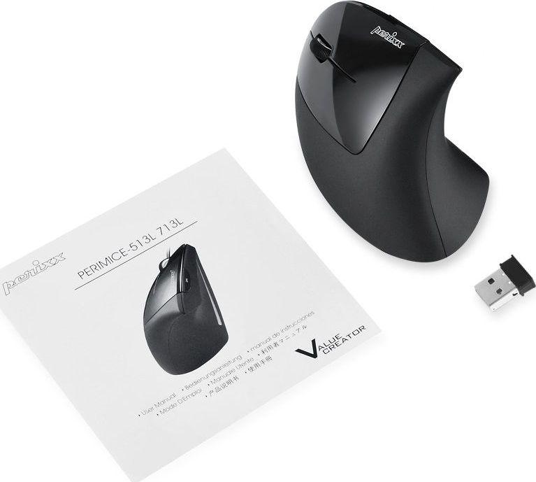 Maus Perixx Perimice-713L, për majtakë, wireless, USB, i zi