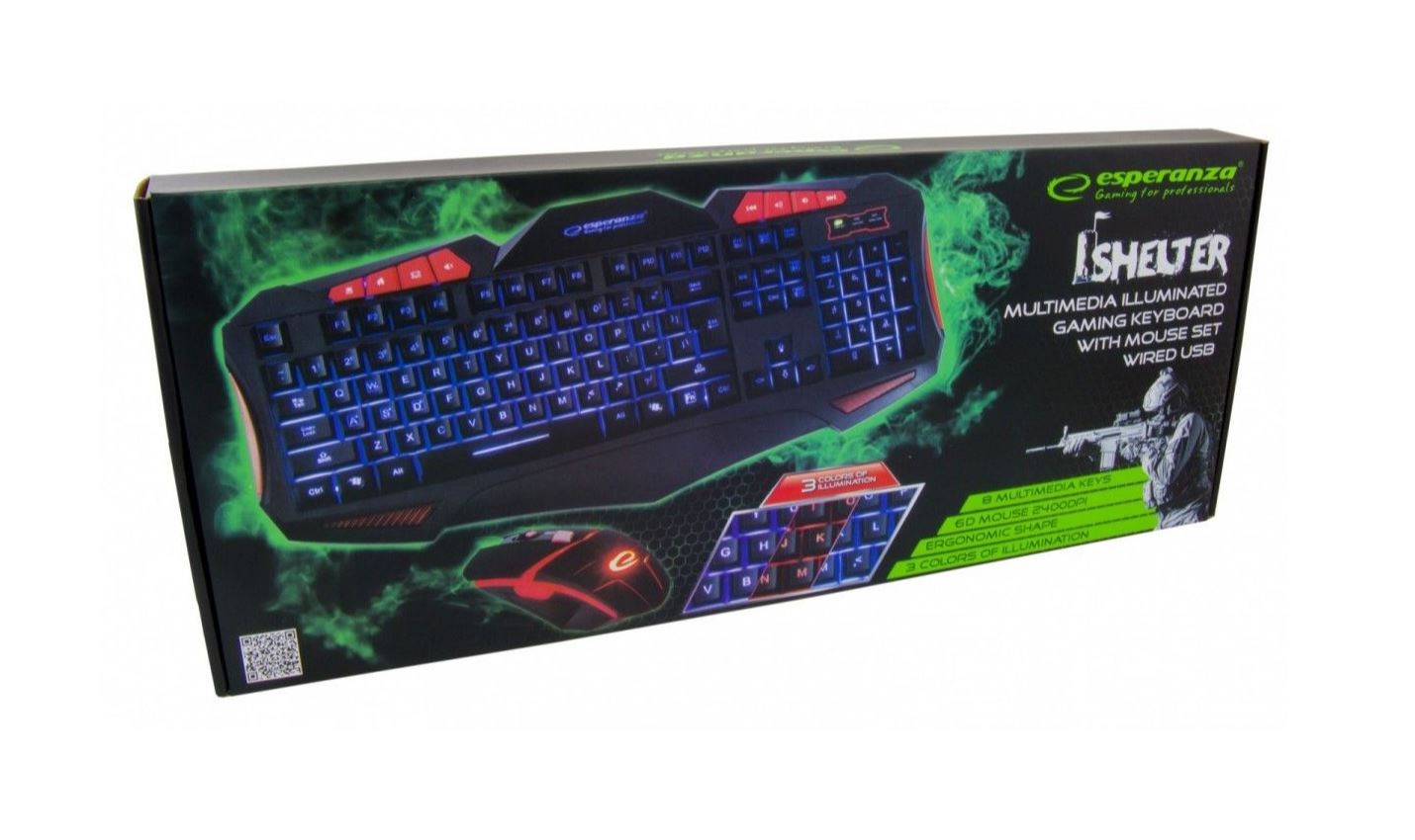 Set tastierë dhe maus Esperanza EGK3000, USB, të zeza