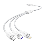 Kabllo karikimi Vention 3 në 1, USB 2.0 në USB C Lightning Micro USB, 6A 1.5m, e bardhë