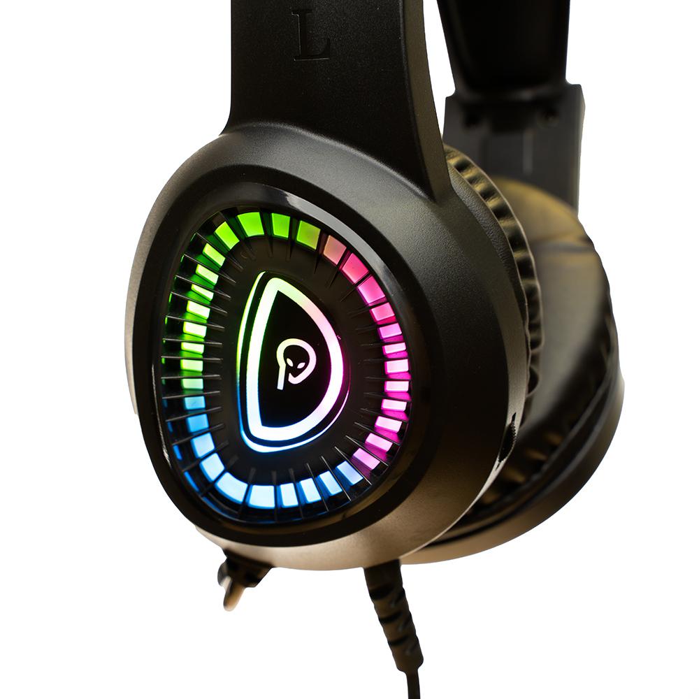 Kufje gaming Spacer RGB, me kabllo, ndriçim RGB, të zeza